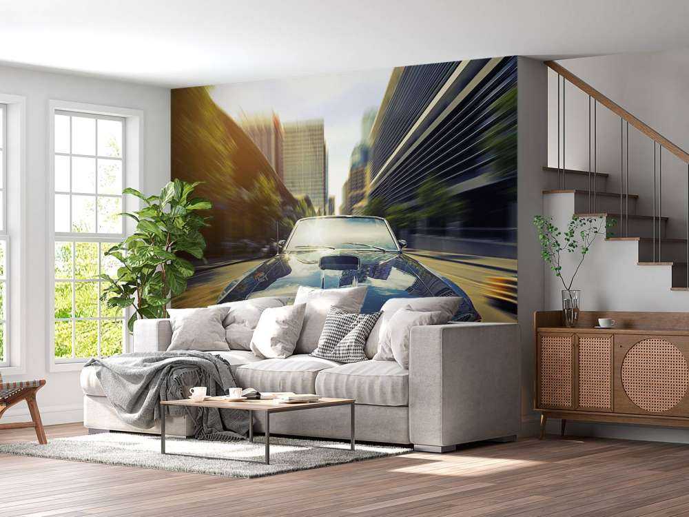 Donkerblauwe Amerikaanse muscle car