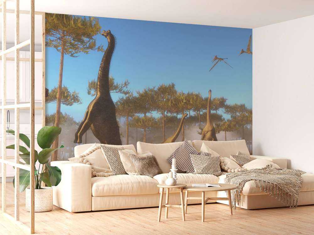 Dinosaurussen in de mist