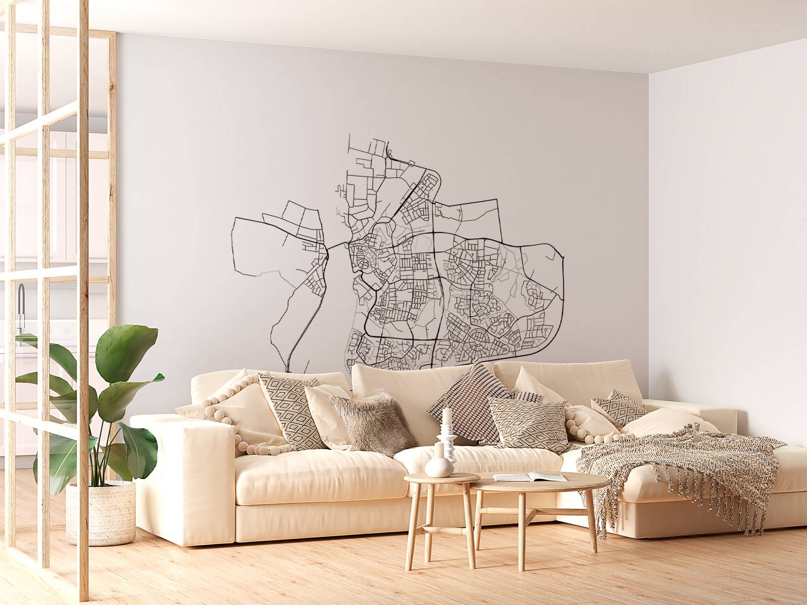 Plattegrond van Zutphen, wit 