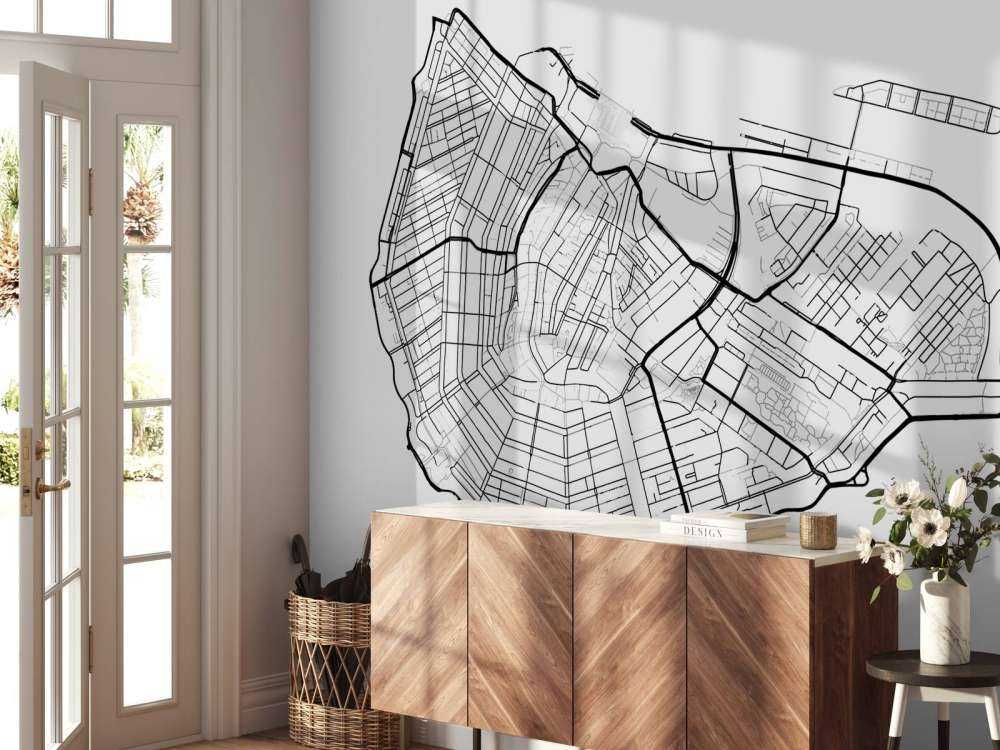 Plattegrond Amsterdam centrum, wit