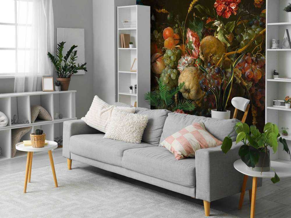 Guirlande van vruchten met enkele bloemen