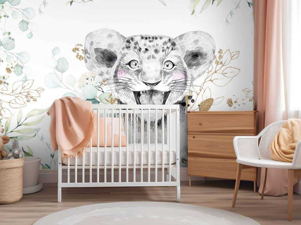 Babyleeuw met muntblaadjes