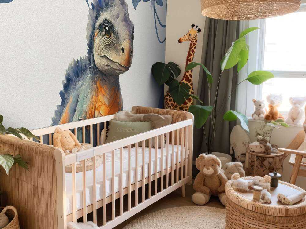 Baby ankylosaurus in de jungle blauw