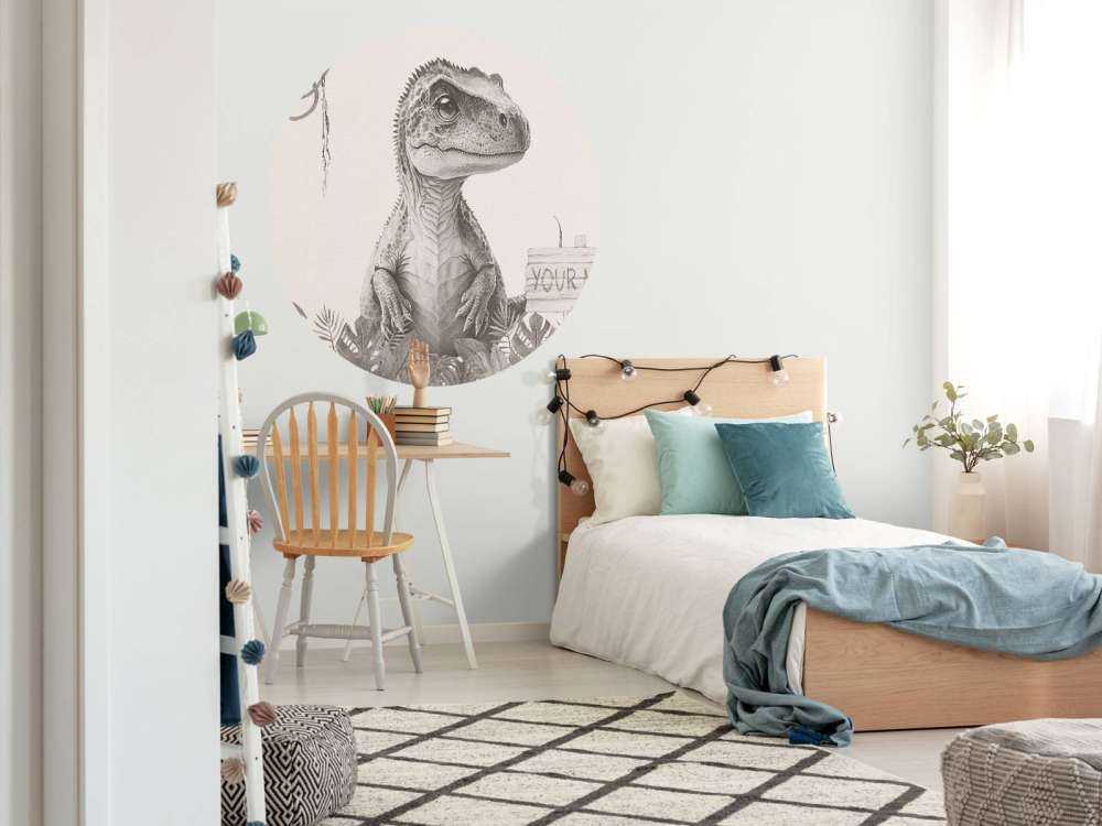 Baby t-rex in de jungle beige