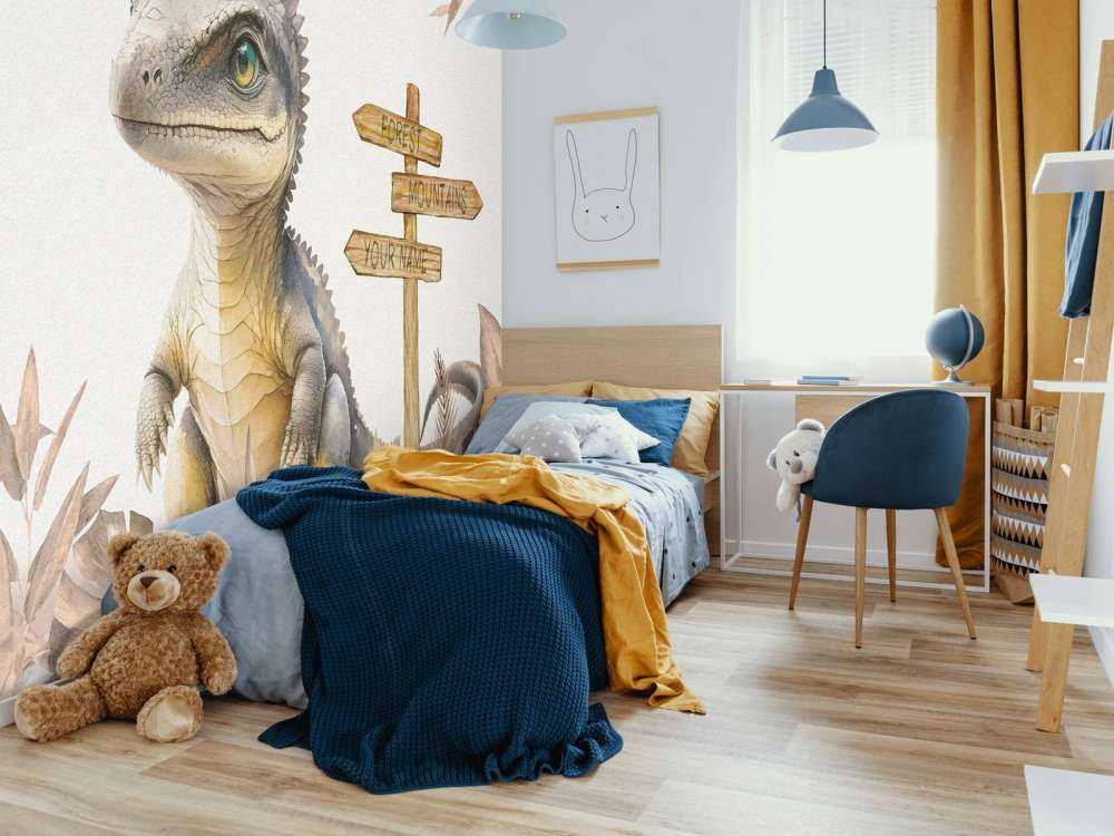 Baby spinosaurus in de jungle taupe