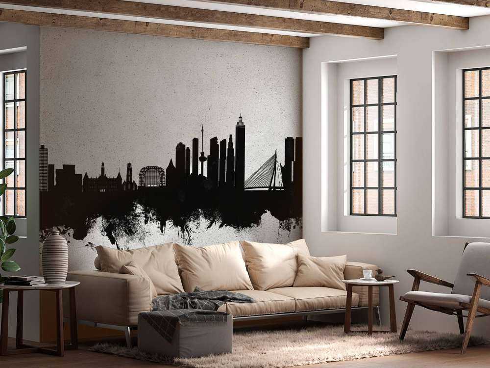 Waterverf skyline, Rotterdam