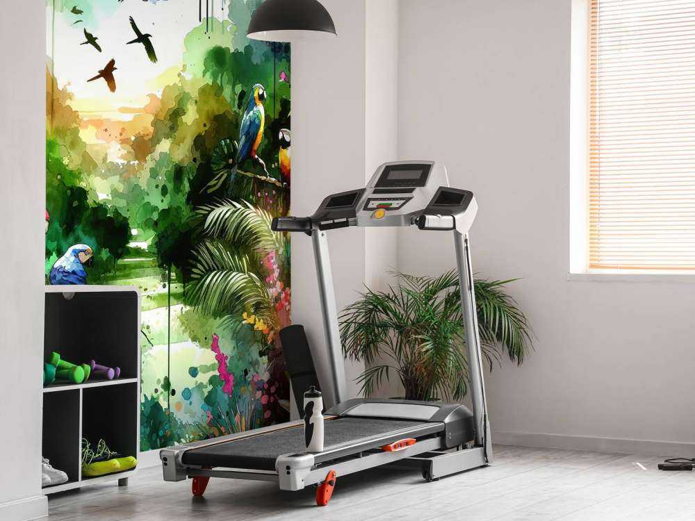 Watercolor Tropical Birds In The Jungle