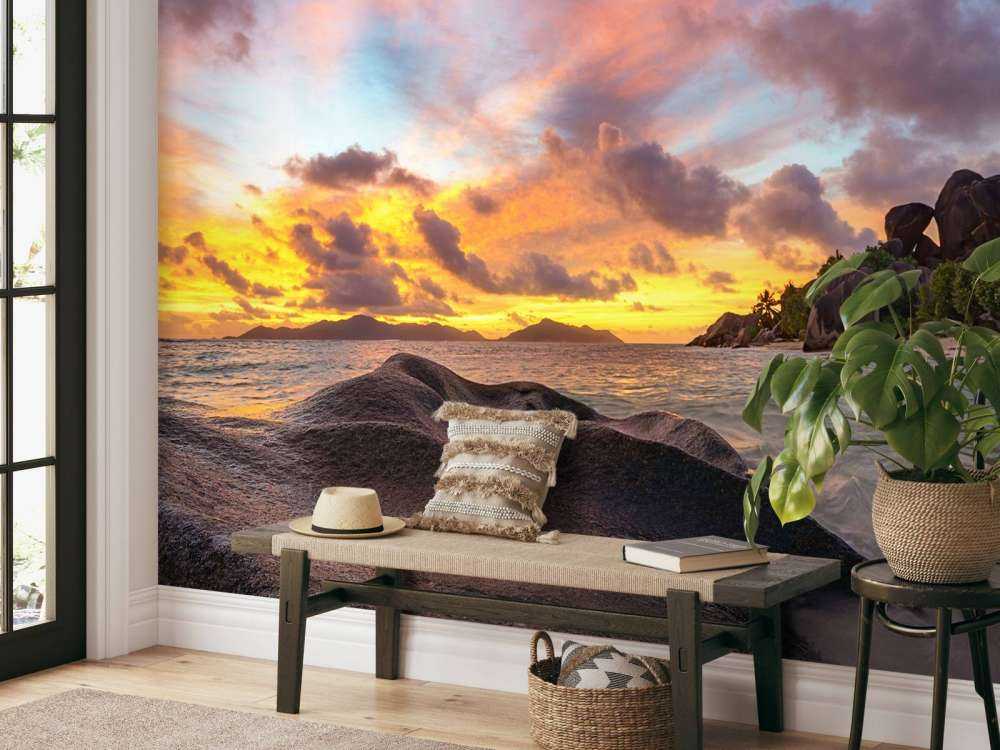 Zonsondergang op tropisch strand