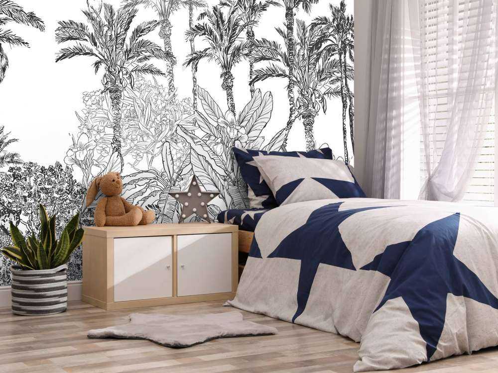 Getekende jungle in zwart-wit