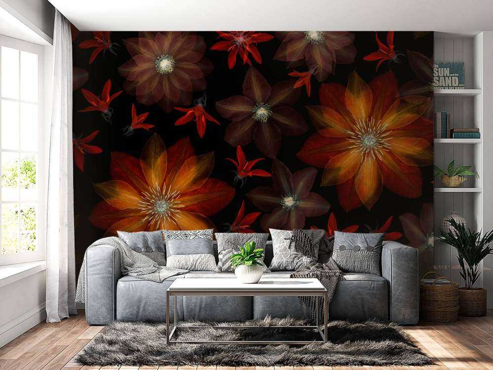 Rode clematis bloemen