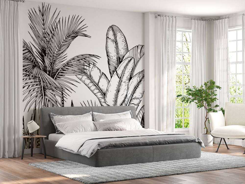 Tropische zwart-witte planten