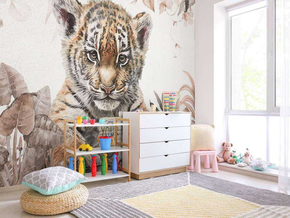 Schattige tijger met planten taupe