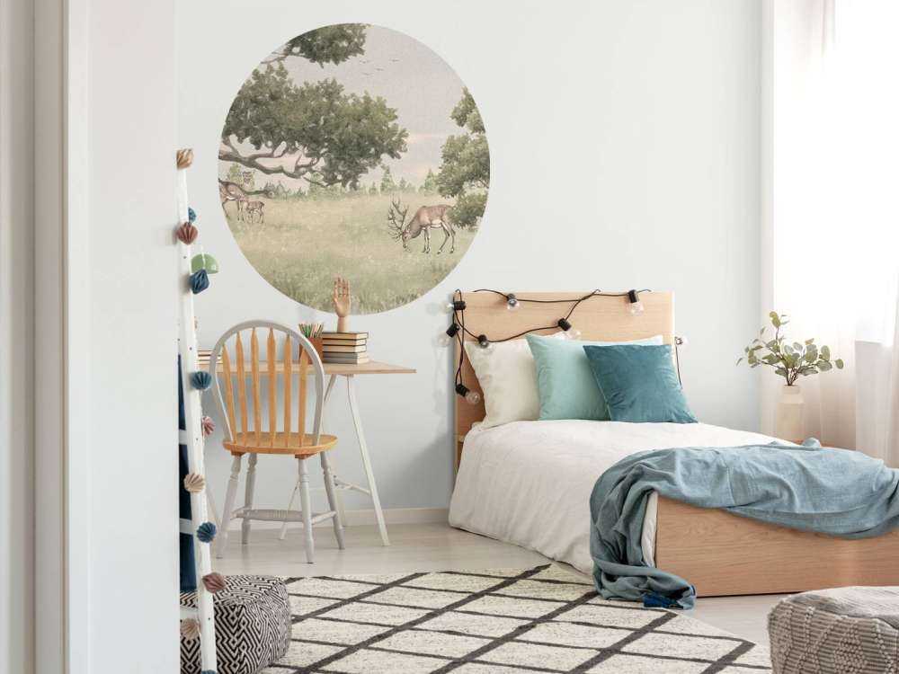 Landschap met dieren in beige