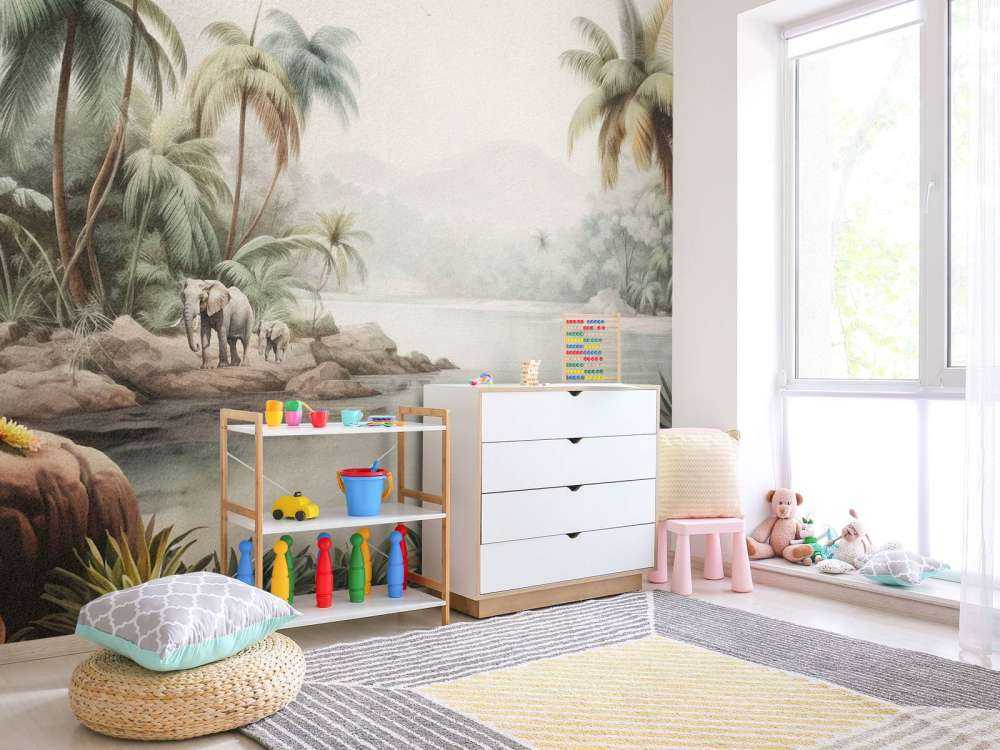 Jungle landschap met dieren in kleur