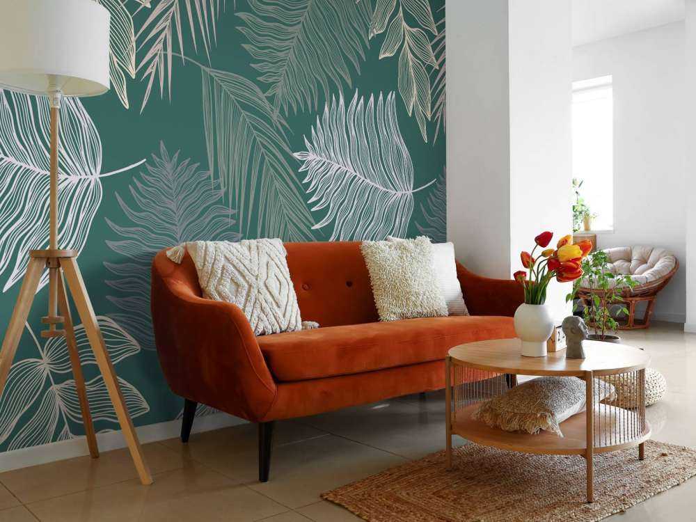 Palmblad op groene achtergrond