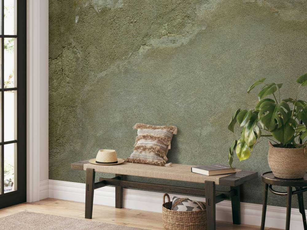 Muur met gerestaureerde stuc