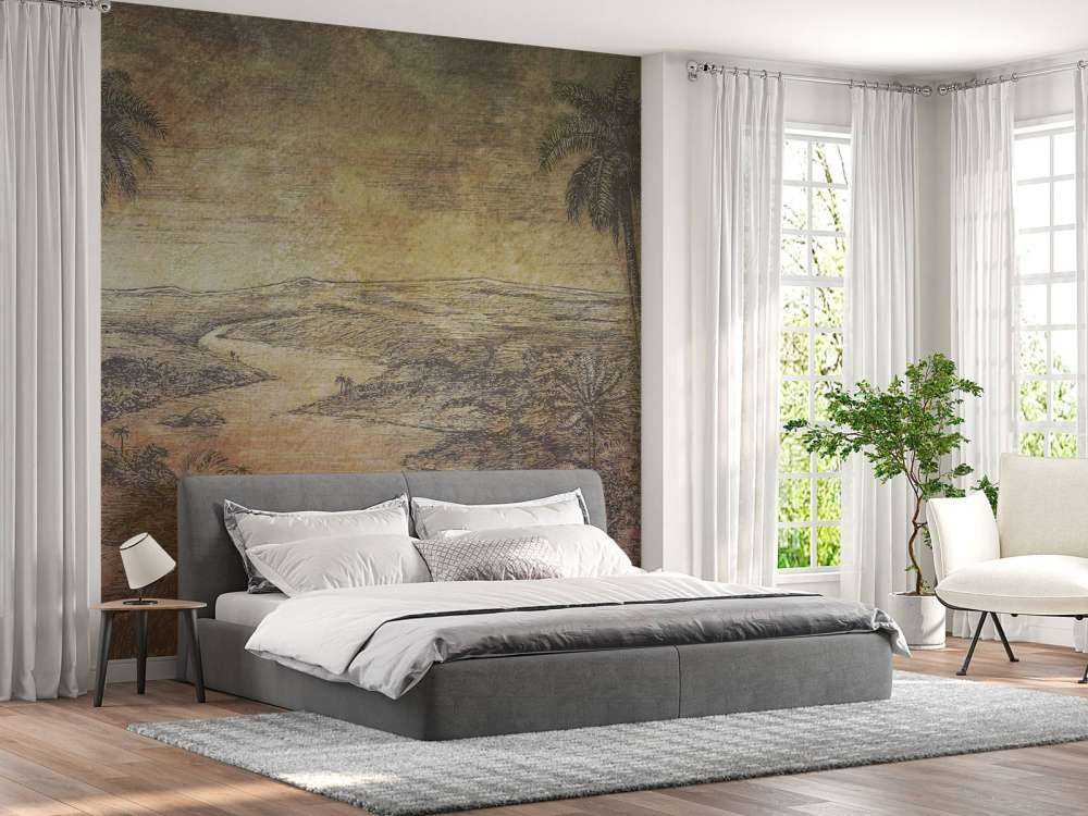 Tropisch rivierlandschap bij zonsondergang