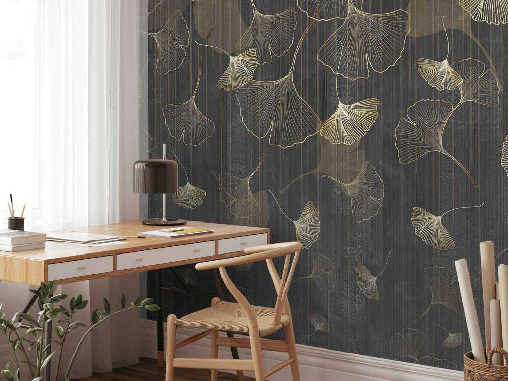 Ginkgo blaadjes in gouden nevel