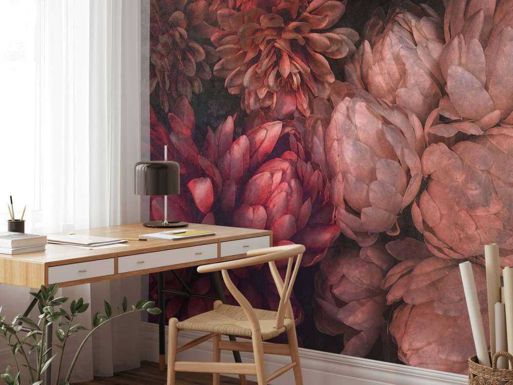 Chrysanten in diepe rozenroodtinten