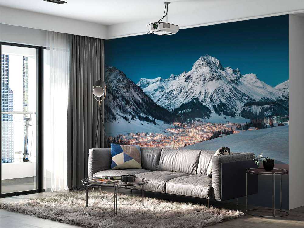 Alpendorp in winterse avondrust