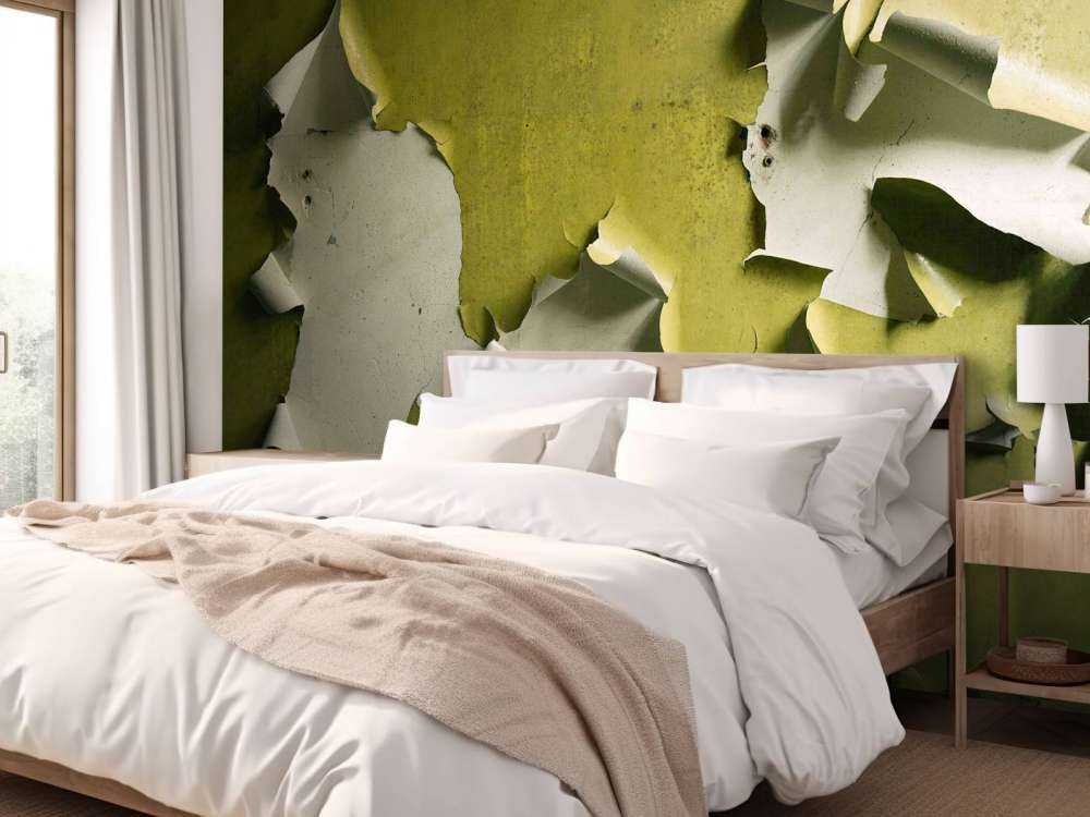 Afladderende Verf op Groene Muur