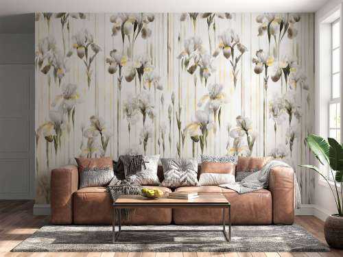 Irises and Stripes Seamless Sepia