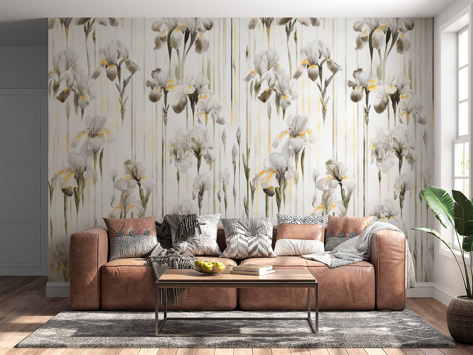 Irises and Stripes Seamless Sepia