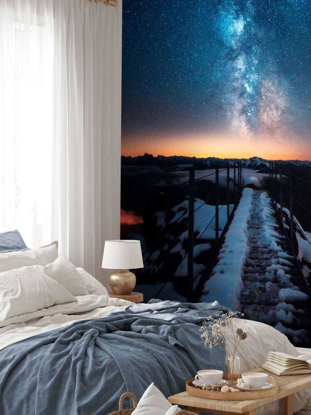 Sterrenpad Over Besneeuwde Berg