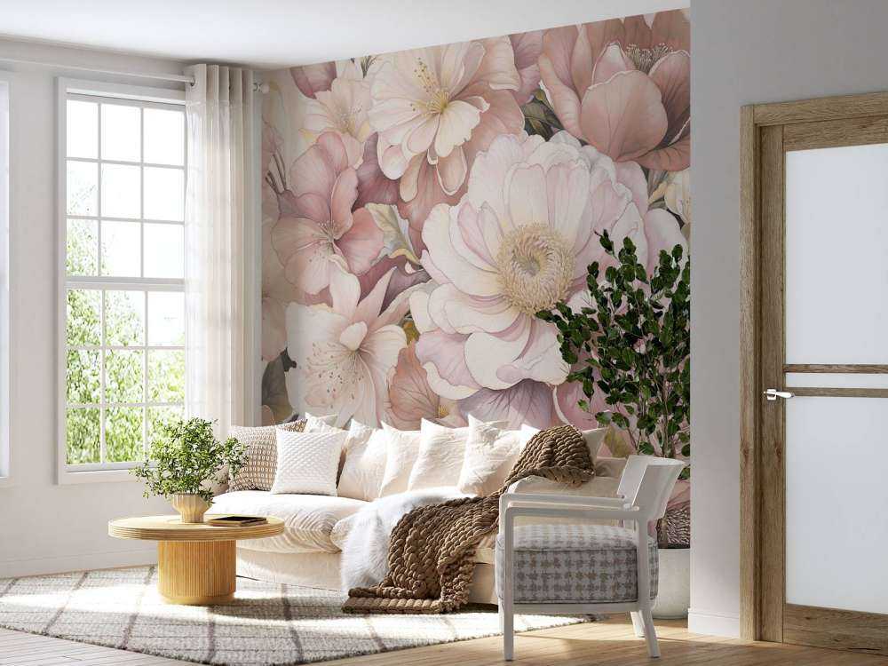 Romantische bloemen in poederroze