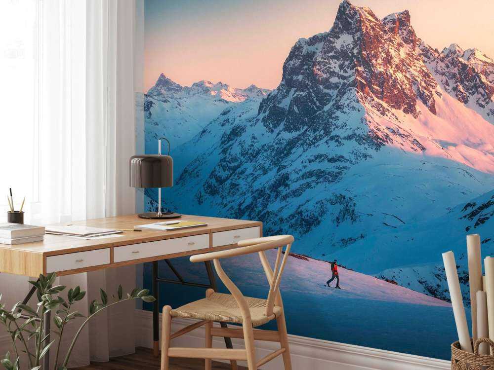 Avondlicht op bergvallei