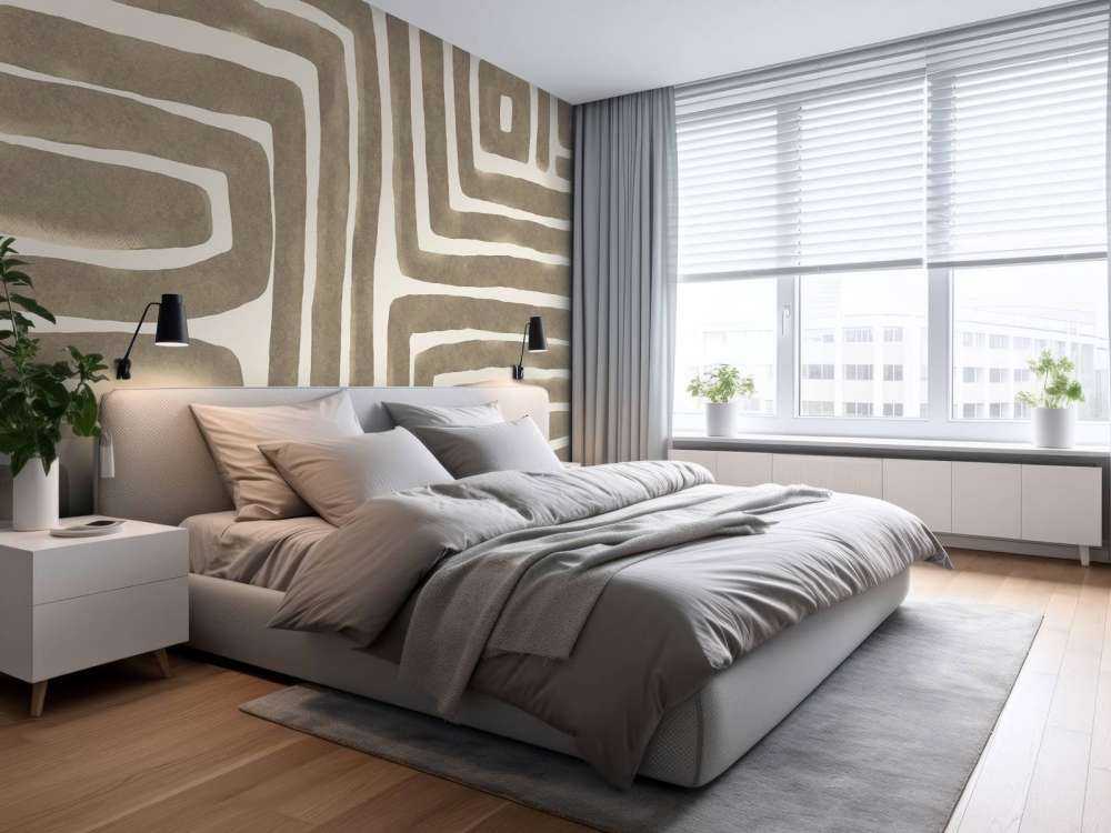 Abstract maze art beige