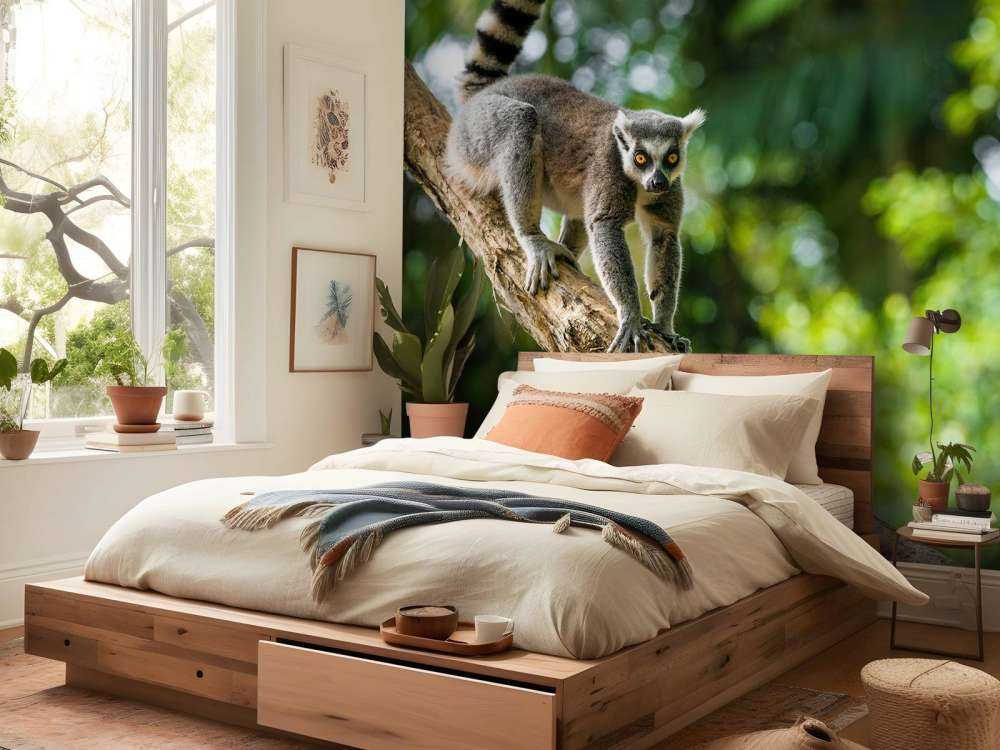 Ringstaart aap in een boom