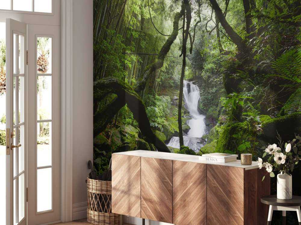 Waterval omgeven door bomen