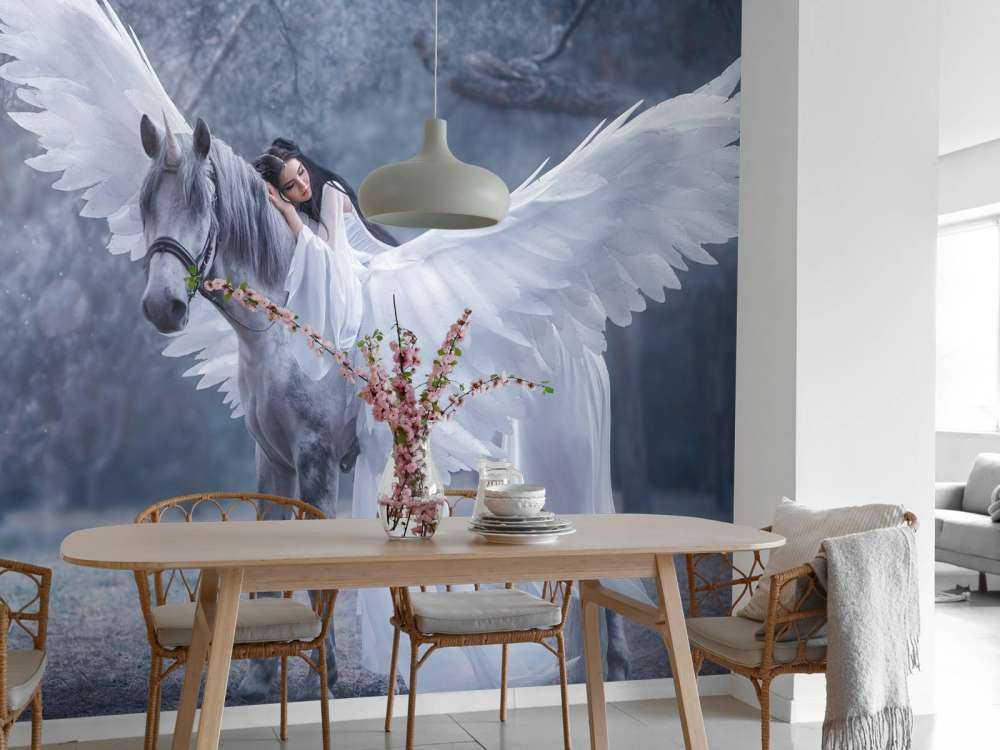 Witte eenhoorn in de winter