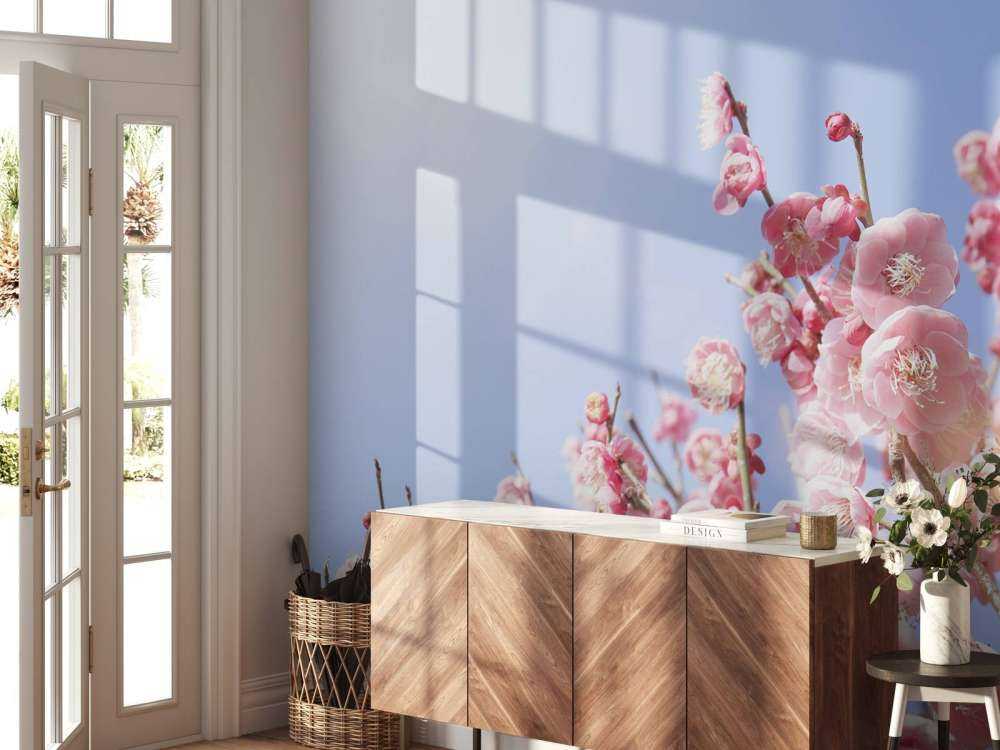 Bloesem bloemen met blauwe lucht