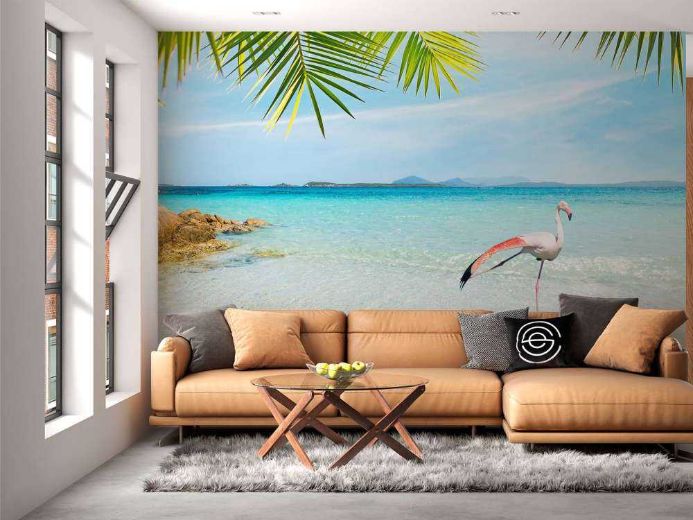 Flamingo op Tropisch Strand