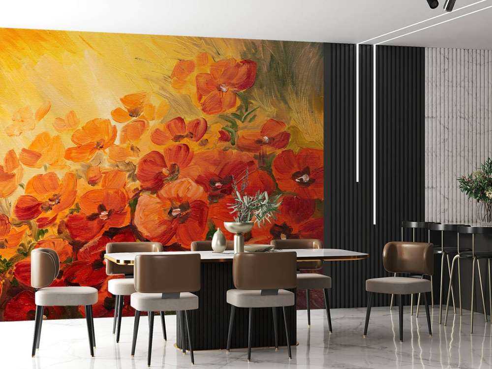 Olieverfschilderij van klaprozen