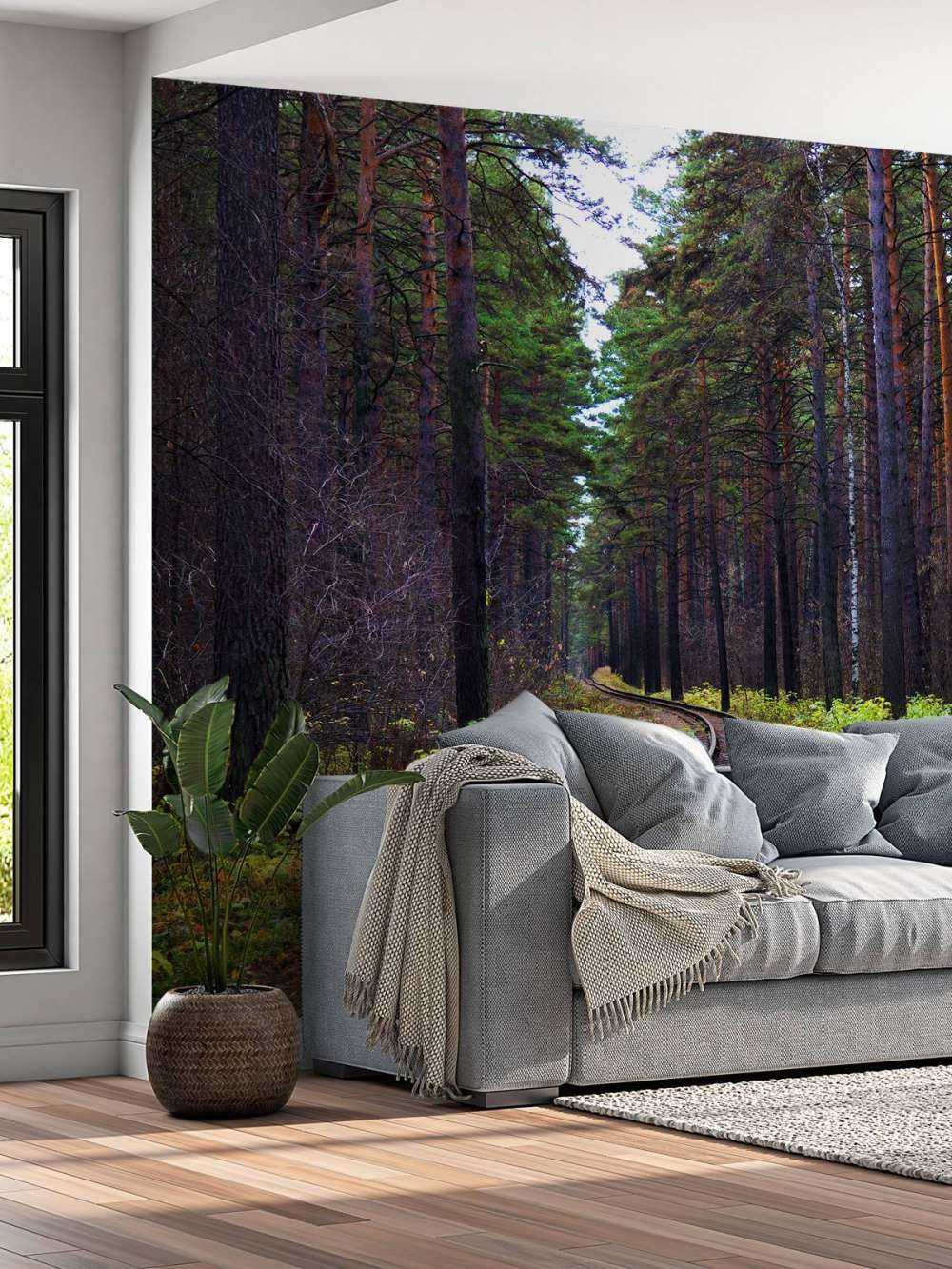 Spoorlijn door een bos