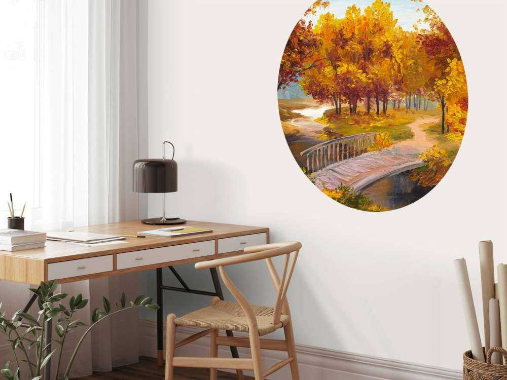 Schilderij van een brug in het bos