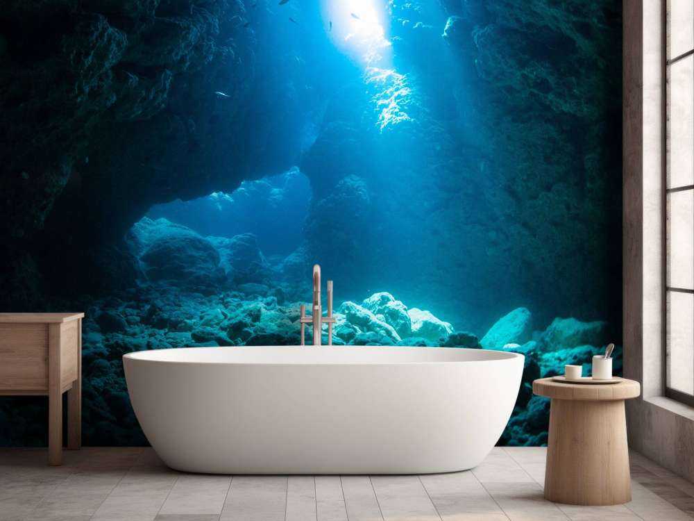 Donkere grot in de oceaan