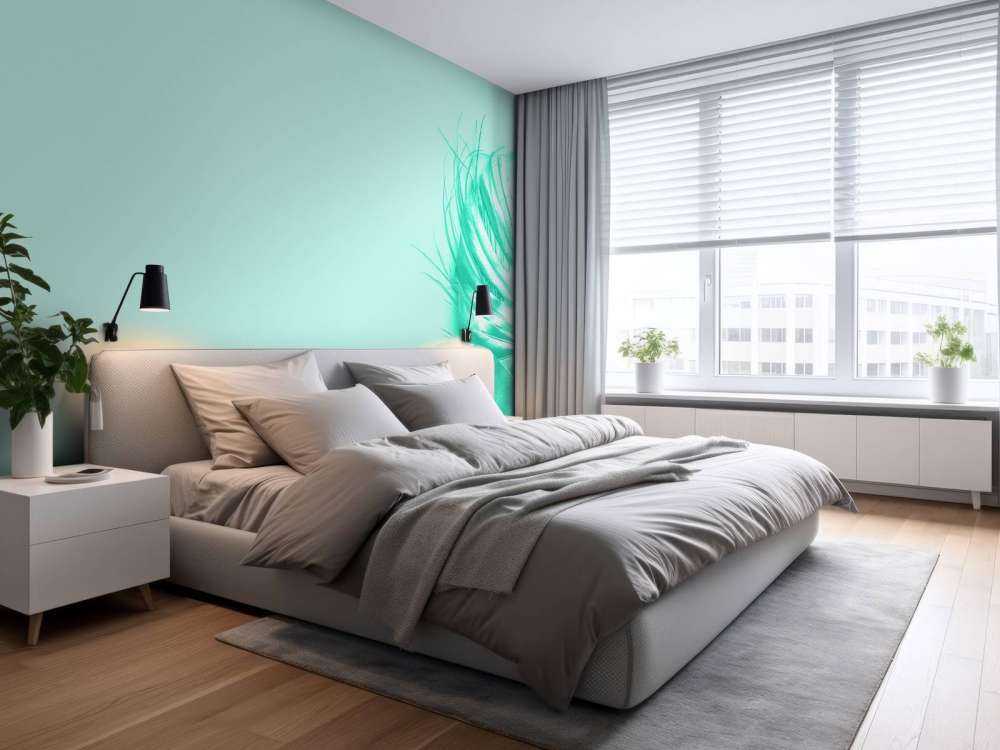 Blauwe achtergrond met exotische bladeren