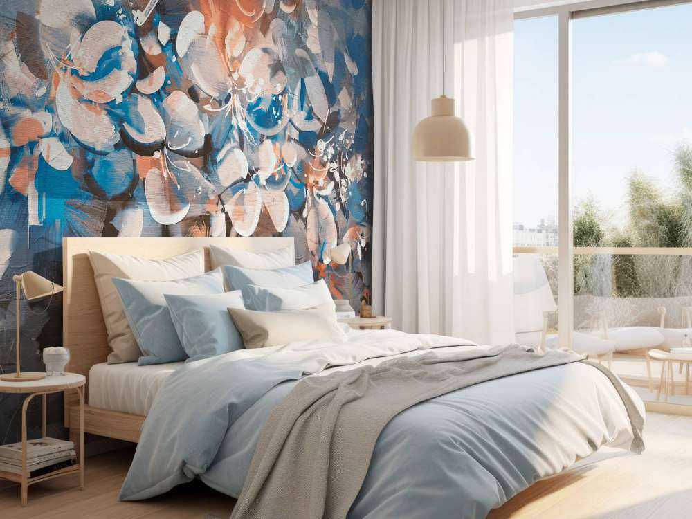 Abstract bloembladeren schilderij