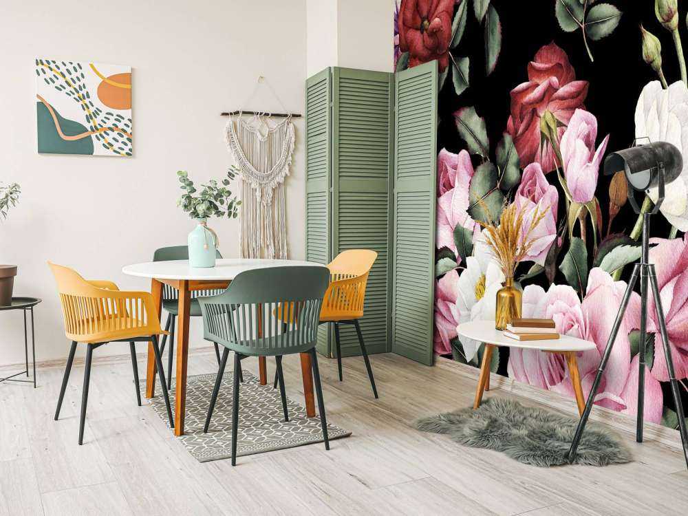 Rozen print met donkere achtergrond