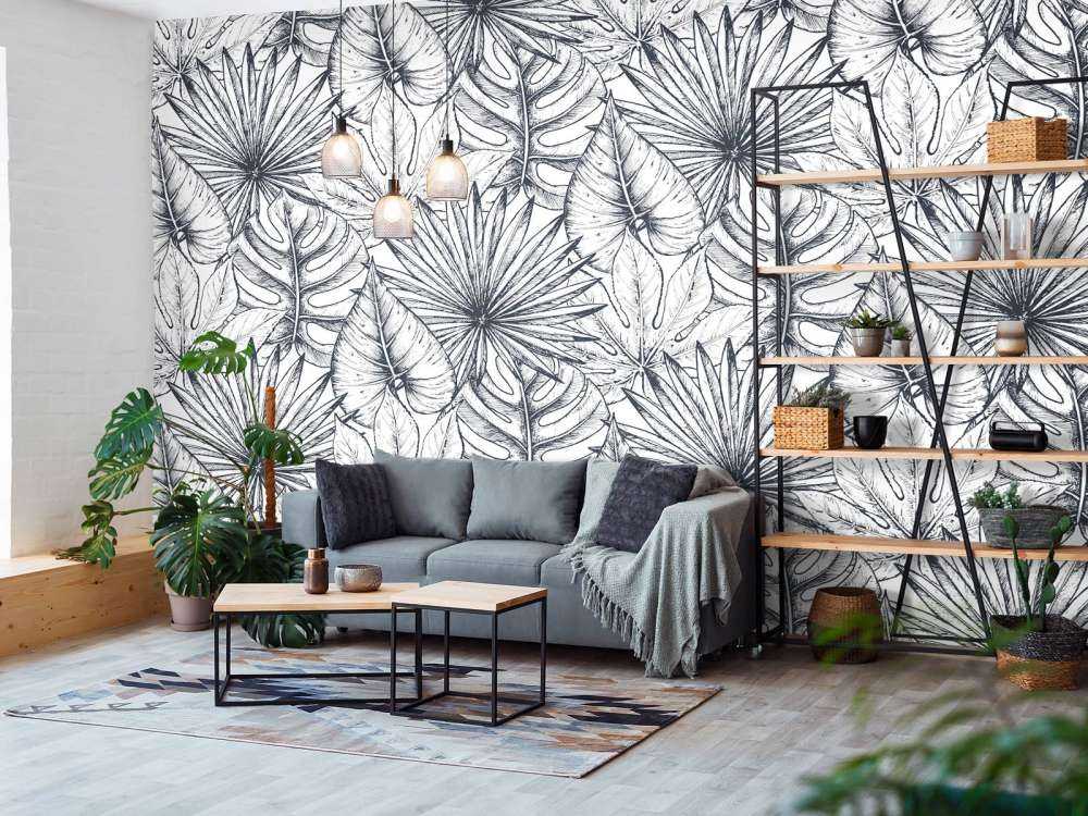 Witte getekende bladeren