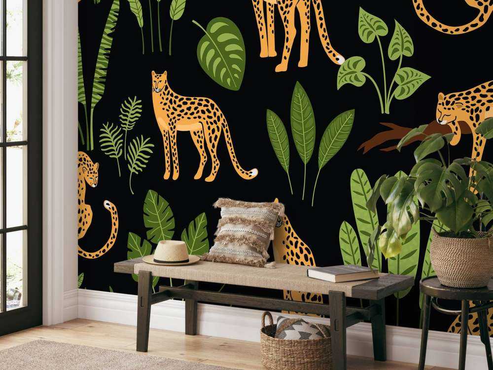 Luipaard Patroon met bladeren