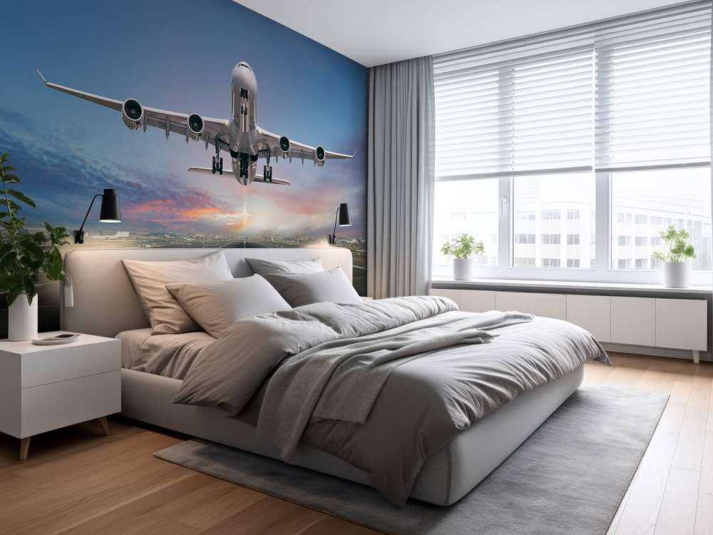 Vliegtuig stijgt op van het vliegveld