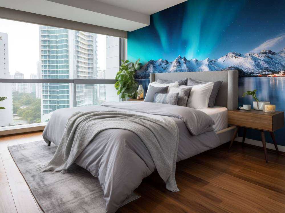 Blauw Noorderlicht boven berg