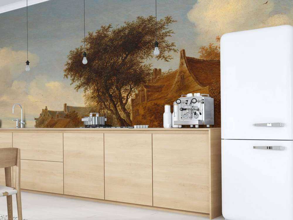 Dorpsherberg met reiswagen