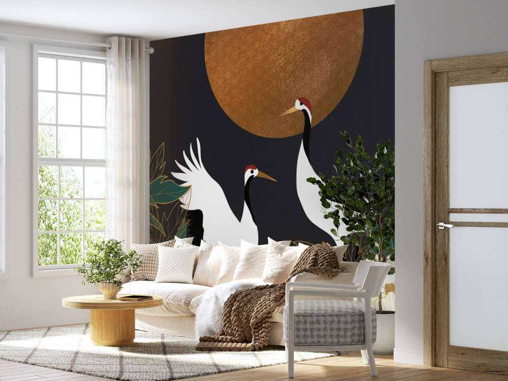 Kraanvogels tijdens de nacht