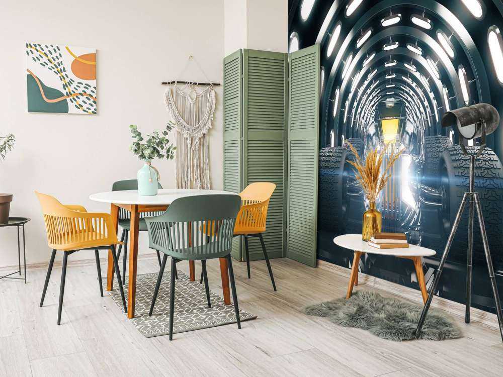 Race auto in een verlichte tunnel